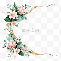 玫瑰挂角图片_婚礼相框与花角装饰PNG剪贴画图像