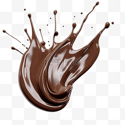 巧克力倒奶油图片_巧克力隔离飞溅 3d 渲染图