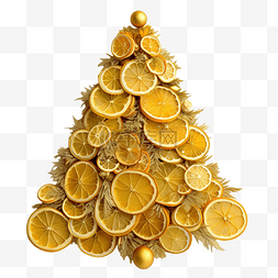 干柠檬图片_美丽的干柠檬圣诞树，带装饰