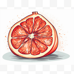 葡萄柚插画图片_半个柚子插画