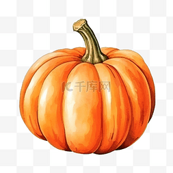 感恩节快乐艺术字图片_萬聖節的水彩橙色南瓜