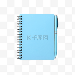 写备忘录图片_淺藍色記事本和用於寫日常任務重