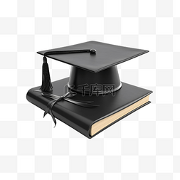 毕业帽与文凭 3d