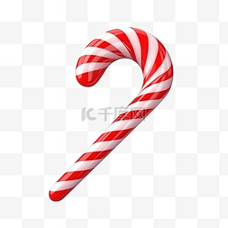 圣诞糖果手杖甜与红丝带 3d 渲染