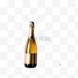 金色香槟瓶与派对五彩纸屑