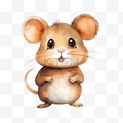 手绘小动画图片_可爱的小胖棕色涂鸦卡通老鼠角色