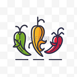 线描蔬菜和辣椒平面设计 向量