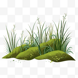 草剪贴画图片_可爱的草剪贴画岩石上的草插图标