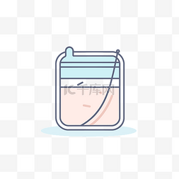 玻璃制造图片_带有装满水的玻璃罐的线条图标 