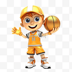 拿着奖杯的篮球吉祥物3D人物插画