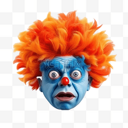 小丑帽子图片_小丑脸橙蓝色头发大眼睛
