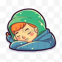 寒冷的天气男孩睡觉 向量