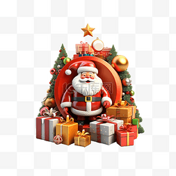 奖品的背景图片_3D 插图圣诞快乐与圣诞老人和网络