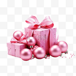 彩色粉红色礼物，白色表面上有粉