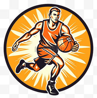 篮球运动员运球复古