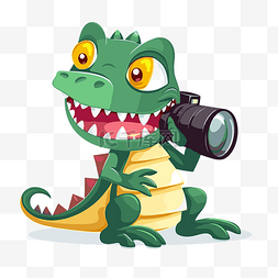 拍照摄影师图片_捕捉剪贴画鳄鱼摄影师卡通 向量