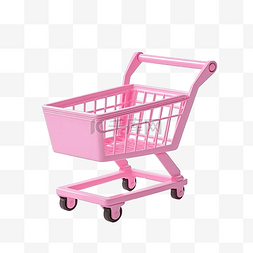 3d 购物车粉红色篮子标签搜索隔离