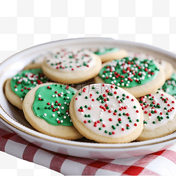 盘子里圣诞装饰糖饼干的特写