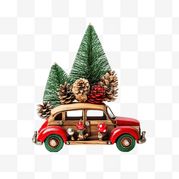 有雪松树图片_圣诞装饰与木车