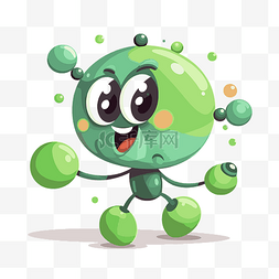 绿色球体png图片_分子剪贴画卡通人物绿色球体 向