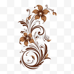棕色扇子图片_装饰用棕色花卉插图