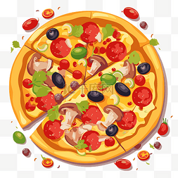 披萨的图片_卡通披萨剪贴画 带有不同装饰卡