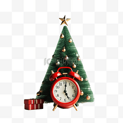 绿手表图片_绿色圣诞树，上面有玩具和时钟，