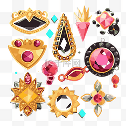 钻石装饰品图片_装饰珠宝元素以及黄金和钻石珠宝
