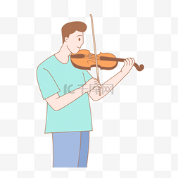 拉小提琴插画图片_演奏中拉小提琴的男人