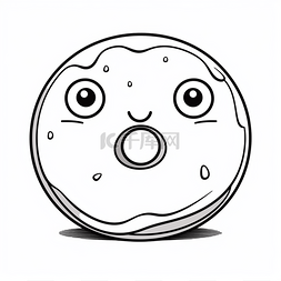 卡哇伊卡通漫画甜甜圈与眼睛着色