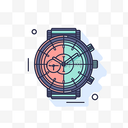 手表的图片_不同颜色的手表的平面图标 向量