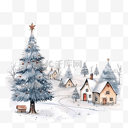 圣诞亏了图片_降雪覆盖了有树的小村庄