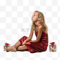 老人房图片_圣诞节假期里的女孩坐在地板上站