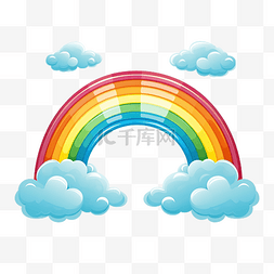 蓝色背景线性图片_彩虹與雲
