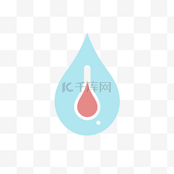 红色和蓝色的酸水滴 id 图标矢量