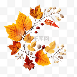 设计模型图片_创意秋季感恩节组合与装饰树叶
