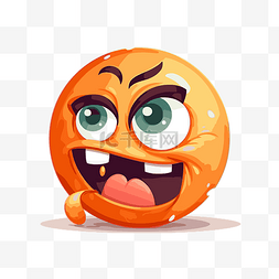 球剪贴画橙色卡通愤怒的表情和面