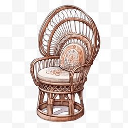 水彩波西米亚风格藤椅