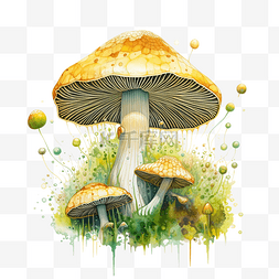 手和树木图片_绿色和黄色的蘑菇