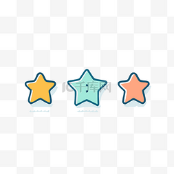 彩色背景上的三颗星和星形按钮 