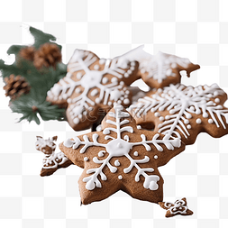 白色木桌上的圣诞姜饼曲奇饼