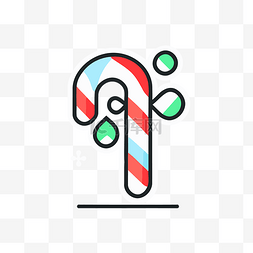 圣诞糖果手杖图标矢量线图解