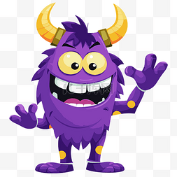 紫色小怪物图片_雅虎剪贴画 有角卡通紫色小怪物 