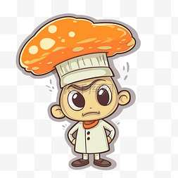 白色背景上的卡通蘑菇厨师 cc010553