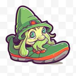 绿色的鞋子图片_穿着鞋子的绿色侏儒的卡通剪贴画