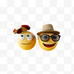 可爱收藏我们图片_3d社媒emoji帽子眼镜