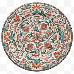 陶瓷板图片_乌兹别克斯坦白色背景上带有花卉