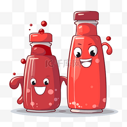 番茄酱剪贴画，两个果汁瓶并排站