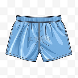 泳衣蓝色图片_男式泳裤 png 蓝色平角短裤卡通风
