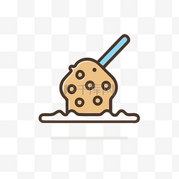 线性饼干插图图片_用木勺饼干冰淇淋 向量